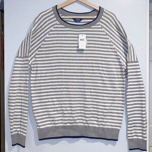 Splendid X Gray Malin Mens Knit Sweater Gray White Large Striped Cotton Blend